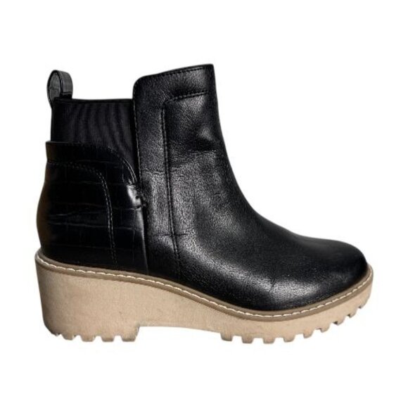 Dolce Vita DV Rielle Black Leather Platform Wedge Chelsea Boots Women's Size 8.5 - Picture 4 of 12